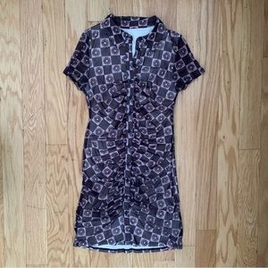 Floral Mesh Button Up Mini Dress - Urban Outfitters